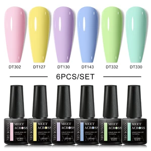 RENCONTREZ ACROSS 6PCS/SET Macaron Series Gel Vernis à ongles Ensemble Pailletés, Semi Permanent UV Nail Kit Base Matte Top Coat Manucure Nail Art 10 meilleurs ensembles de ventes - No 8