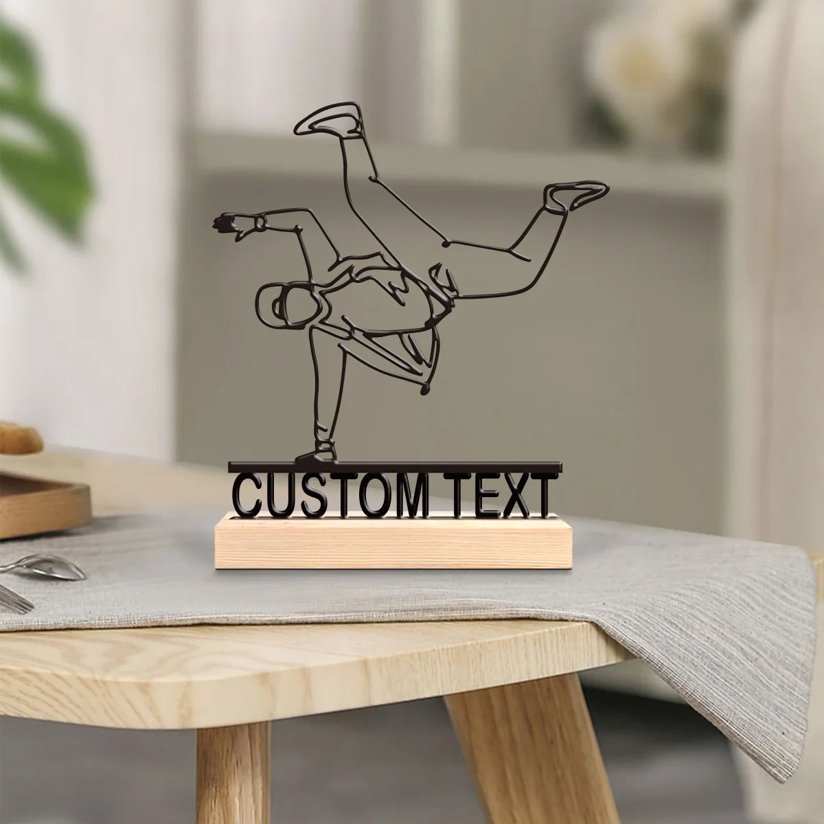 1pc Metal Desktop Decoration Customizable Content Equipped with Wooden Base Desk Ornaments for Study Rooms,Bedrooms,and Offices