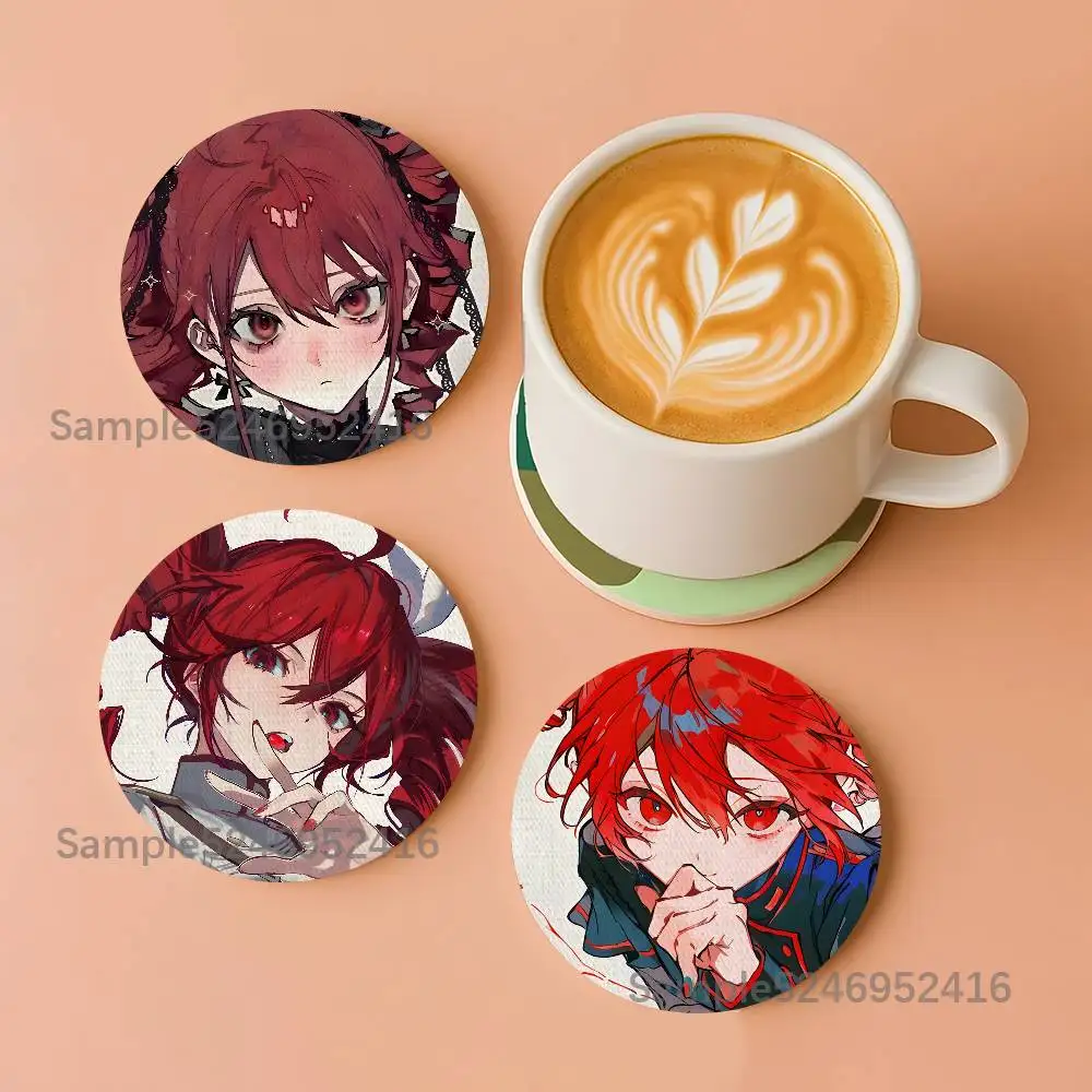 

Kasane T-Teto Singer Pattern Art Coasters Round Wooden Heat Resistant Non-Slip Home Decor Gift Multifunctional
