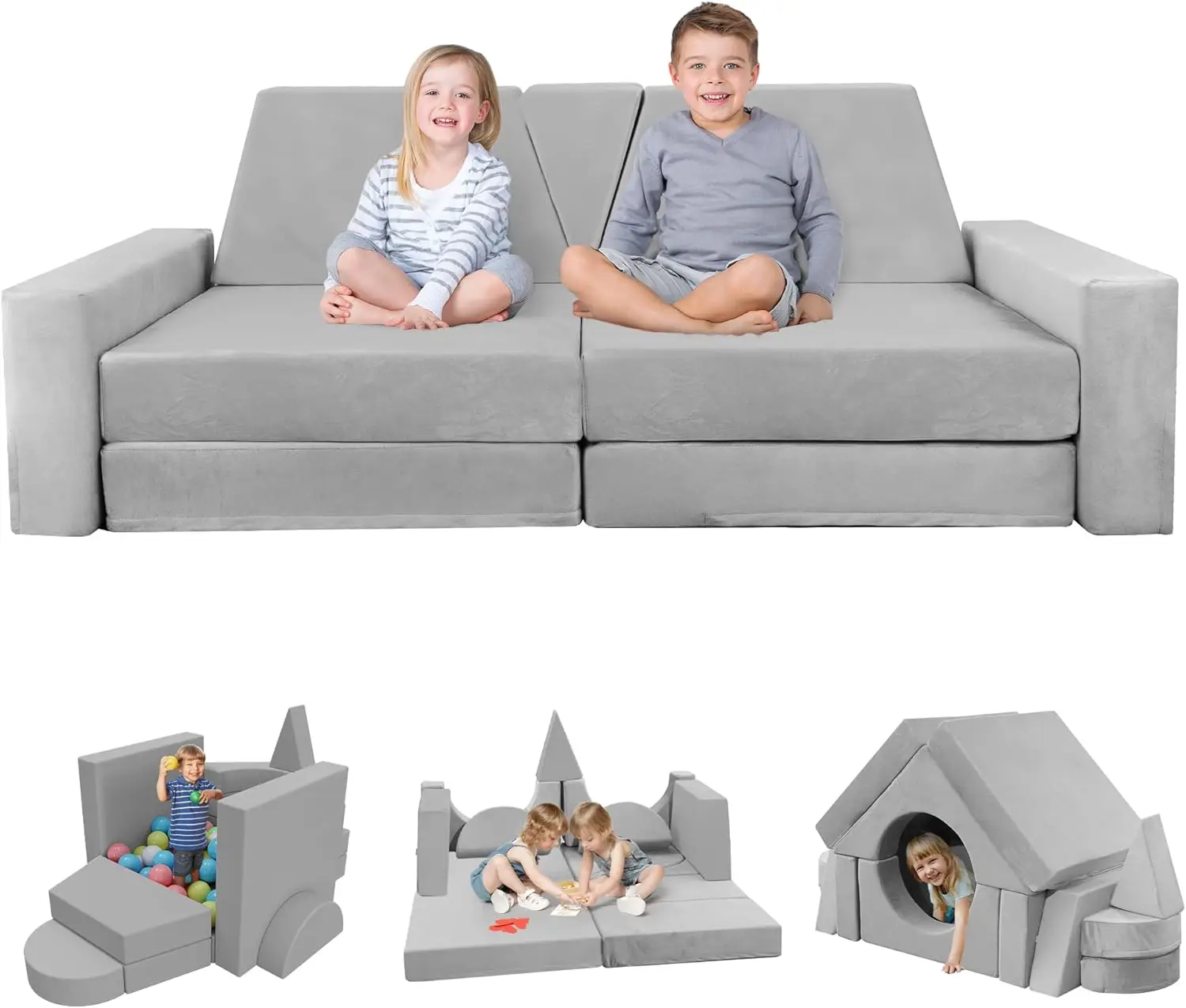 Sofa anak Modular, sofa anak untuk balita & anak, sofa balita, sofa anak, kit bangunan Fort untuk furnitur ruang bermain,