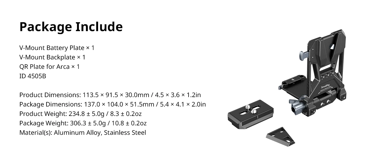 SmallRig Faltbare V-Mount-Batterieplatte für Sony FX3 / A7 V / A7 IV / A7S III für Canon R5 / R6 für Nikon Z8 QR-Platte für Arca – Detail 11