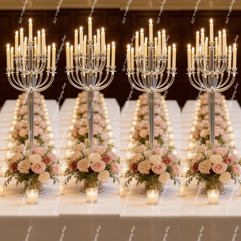 2-12pcs 13 Arm Clear Transparent Acrylic Crystal pedestal flower stand Candelabra for Table Centerpieces Wedding