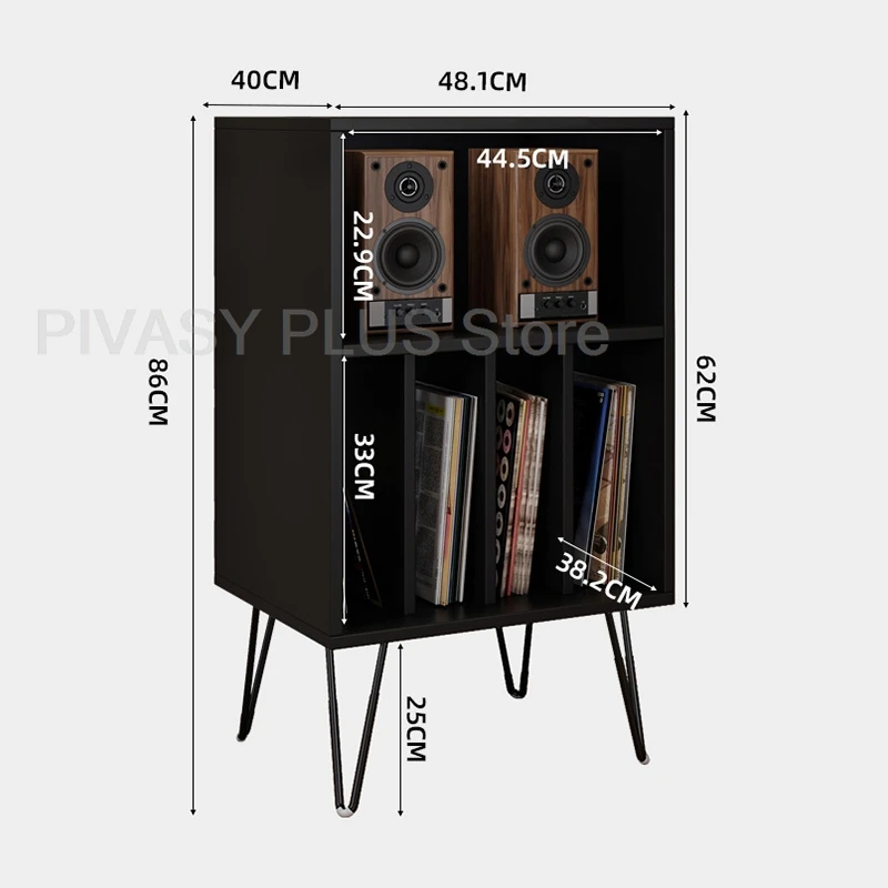 4 Opslag Vinyl Platenspeler Stand Walnoot E0 Kwaliteit Hout Audio Rack 86 Cm Hoogte Luidsprekerkast Voor Thuis Thrater CD LP Beugel