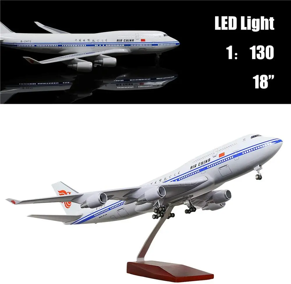 1:130 Scale China Boeing 747 Model Airplane Kit with LED Light(Touch or Sound Control) for Decoration or Business Gift