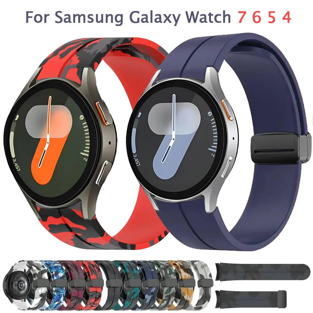 No Lücken Silikonarmband für Samsung Galaxy Watch 7 6 5 4 40/44 mm 5Pro 45 mm Magnetbandarmband für Watch 6 4 Classic 43 mm 47 mm