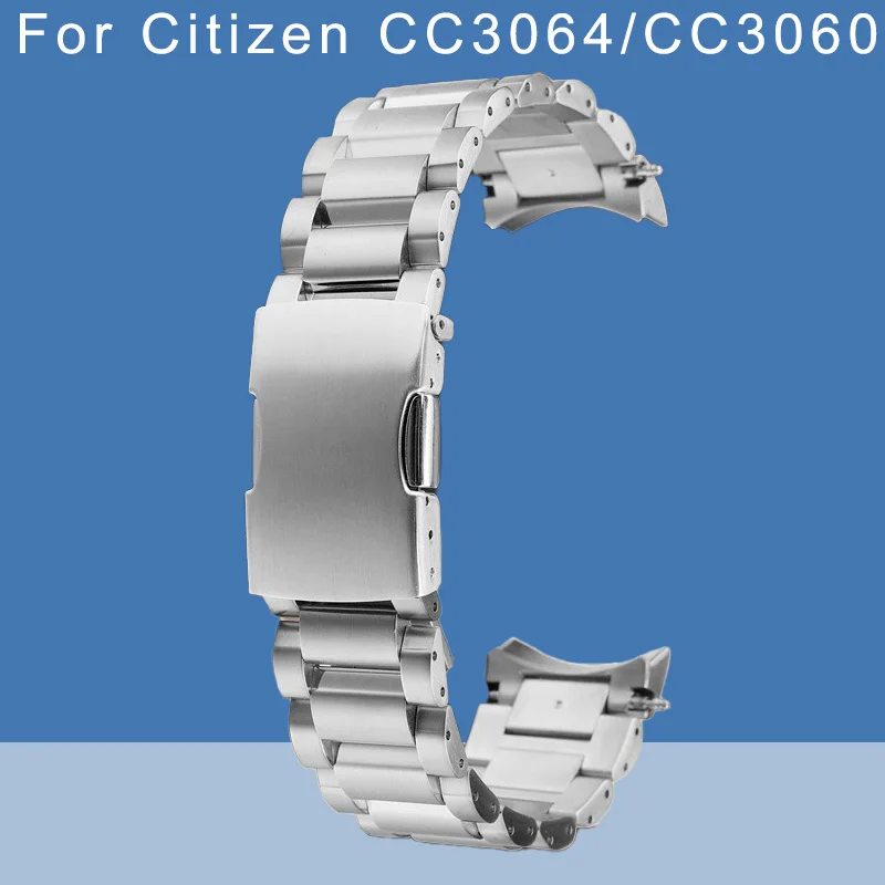 

High-quality stainless steel watch strap 22mm Arc interface refined solid metal silver watchband For Citizen CC3064 CC3060-10E