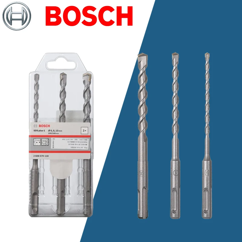 Bosch 2608579118 SDS-PLUS-1 Concrete/Masonry Three Pieces Impact Drill Round Shank Four Pits Power Tool Accessories