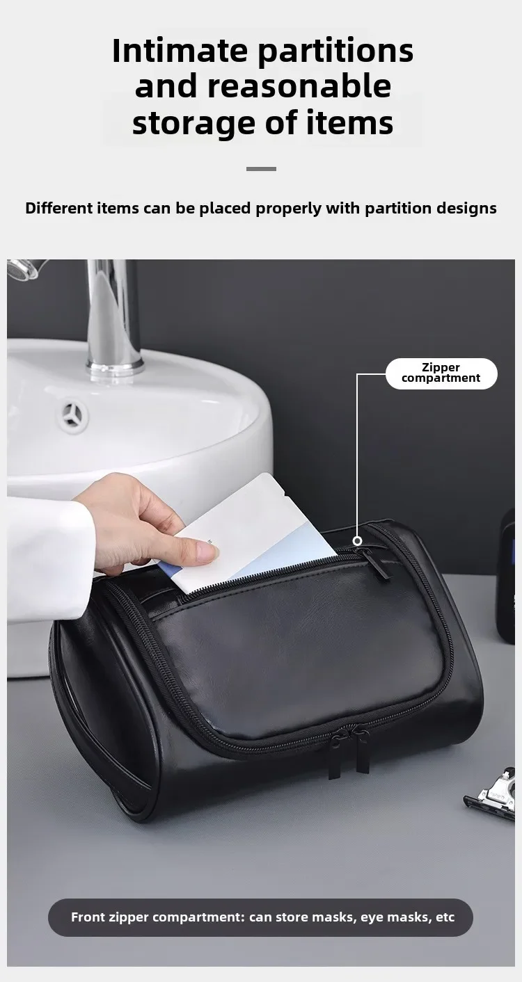 Hohe Qualität Reise Kulturbeutel Für Frauen Männer Retro PU Leder Kosmetik Taschen Weibliche Wasserdichte Reise Make-Up Tasche – Detail 4