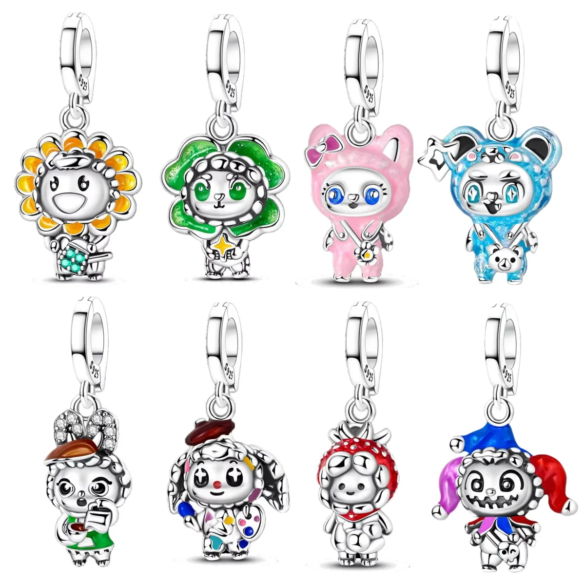 

Стерлингового Серебра 925, милые красочные куклы, подвески, пингвин, бусина, подвеска в виде подсолнуха, подходит для оригинального браслета, ожерелье, сделай сам, ювелирное изделие, подарок