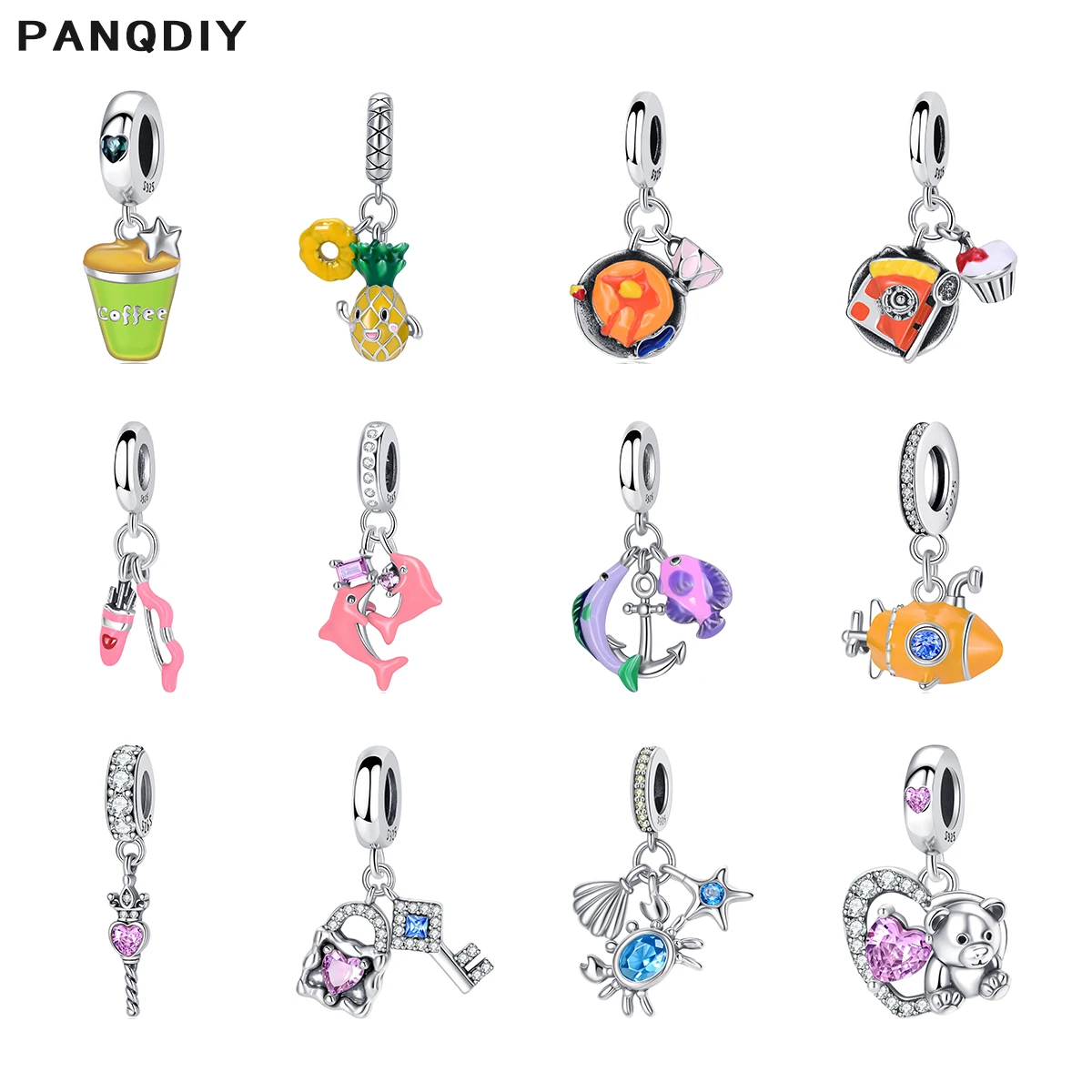

PANQDIYCharm 925 Sterling Silver Ocean Animal Cartoon Beads for Fit Original Charm Bracelet Necklace DIY Jewelry Accessories