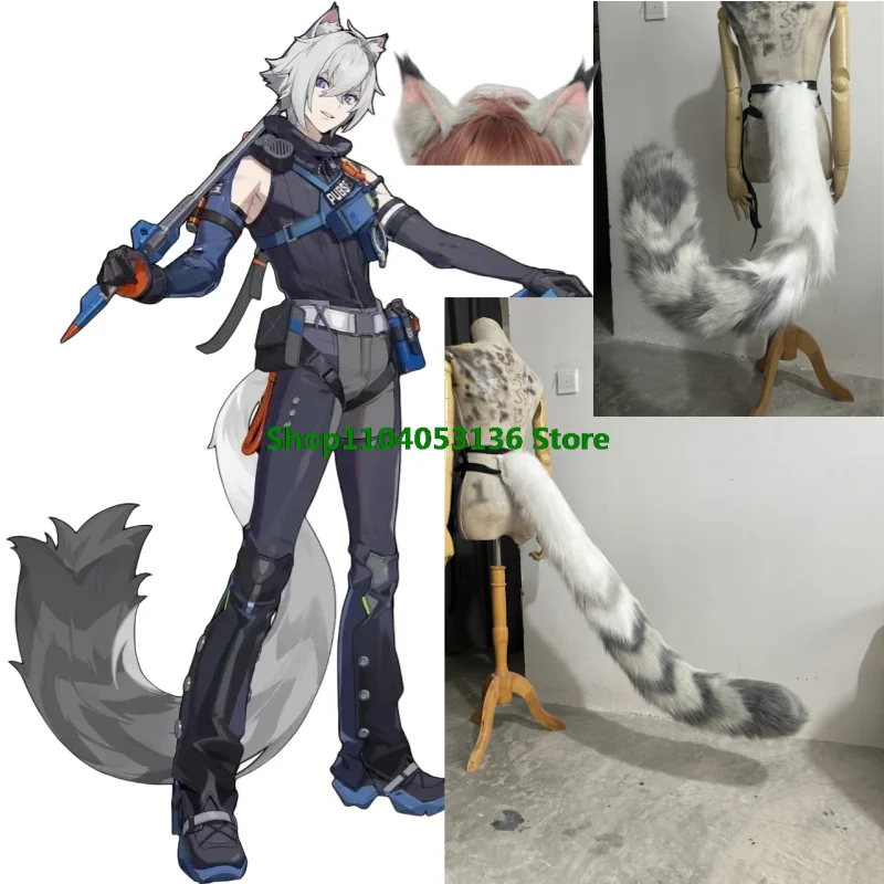 Game Zenless Zone Zero Seth Lowell Cosplay Costume Criminal Investigation TeamHeadgear Pink Ear Tail Man Carnival Party Prop