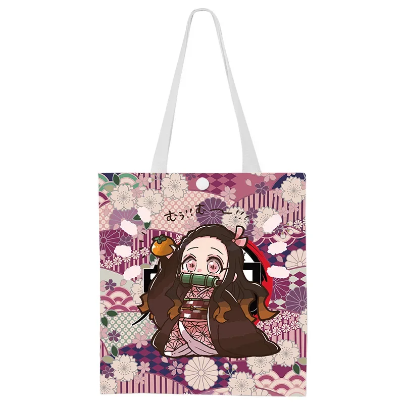 Anime Canvas Bag Handbag Nezko Cartoon Double-sided Printing Handbags Large-capacity Shoulder Bags Students Casual Canvas Bags