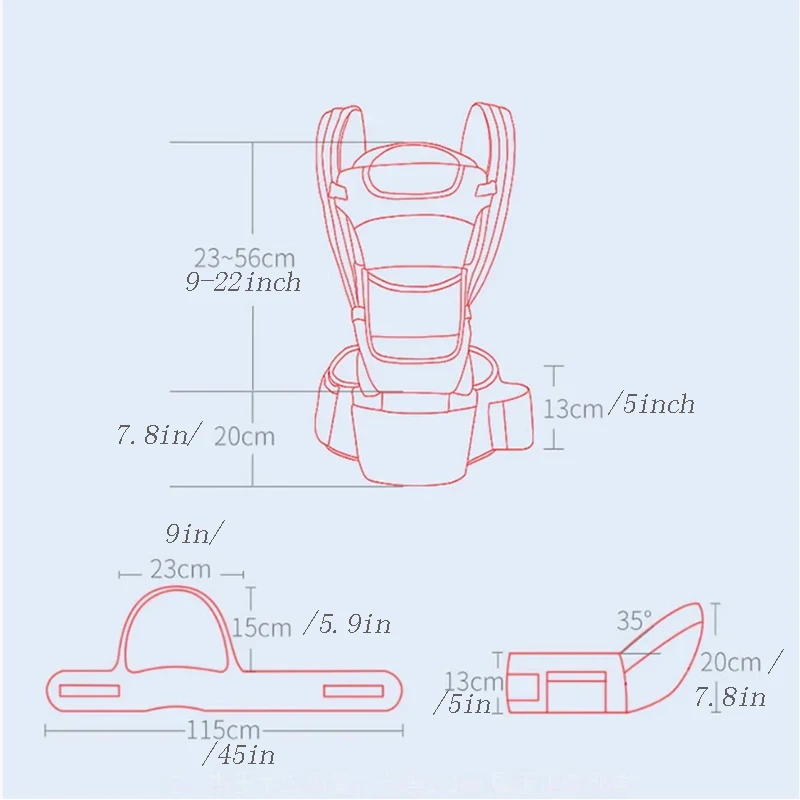 Poly-Katoenen Ergonomische Babydrager Rugzak Afneembare Baby-Hipszitje-Drager Met Gezicht Naar Binnen Gericht Ergonomische Kangoeroe Baby-Wikkelband