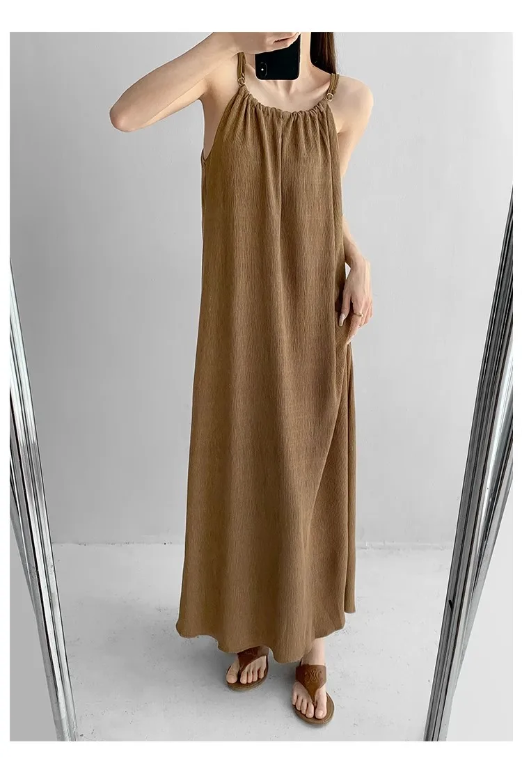 Sukienki Bez Rękawów Sukienka Damska Urodziny Kobieta Wiosna Satyna Kwadratowy Dekolt Plisowana Podszewka Haftowana Dopasowana Francuski Styl Randka