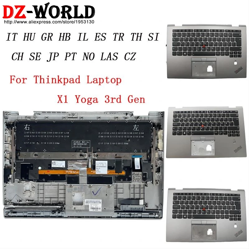 

Silver Shell Upper Case Palmrest Cover With Backlit Keyboard For Lenovo Thinkpad X1 Yoga 3rd Gen G3 01LX969 02HL902 01LX965