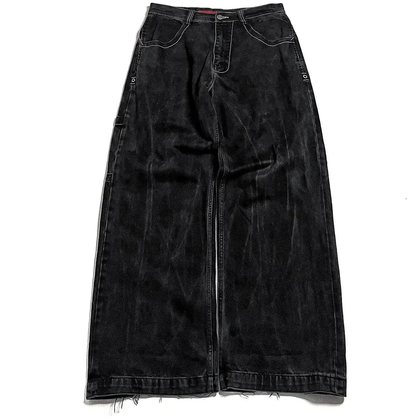 Jeans Harajuku Retro Schädel muster bestickte lose Jeans Jeans hose für Männer und Frauen Gothic hoch taillierte weite Hosen