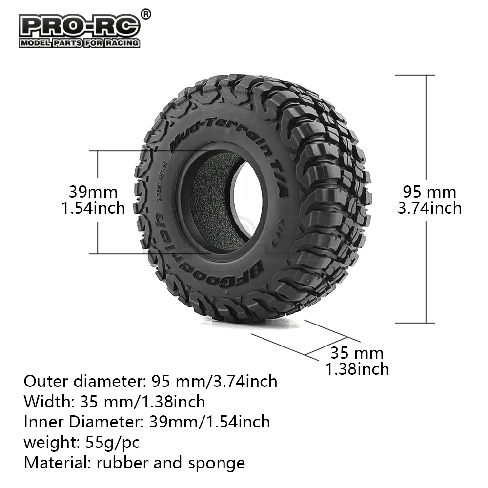 トラクサスRCアキシャルクローラー用ホイール,カーパーツ,1.55インチ,95mm, 1:10, Redcat,rc4wd,タミヤ,4個