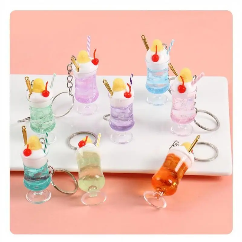 Mini-Simulations-Getränkebecher-Schlüsselanhänger, Fake-Saft-Eiscreme-Modell, Hängeornament, Taschenanhänger, Dekoration, Autoschlüsselhalter – Detail 8