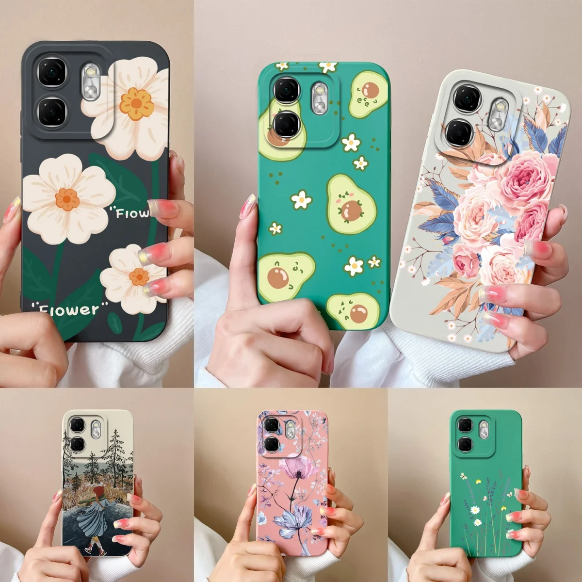 Infinix Smart 9 용 케이스 아보카도 꽃 충격 방지 Anti-fall 카메라 보호 Infinix Smart9 Coque 용 내구성 실리콘 범퍼