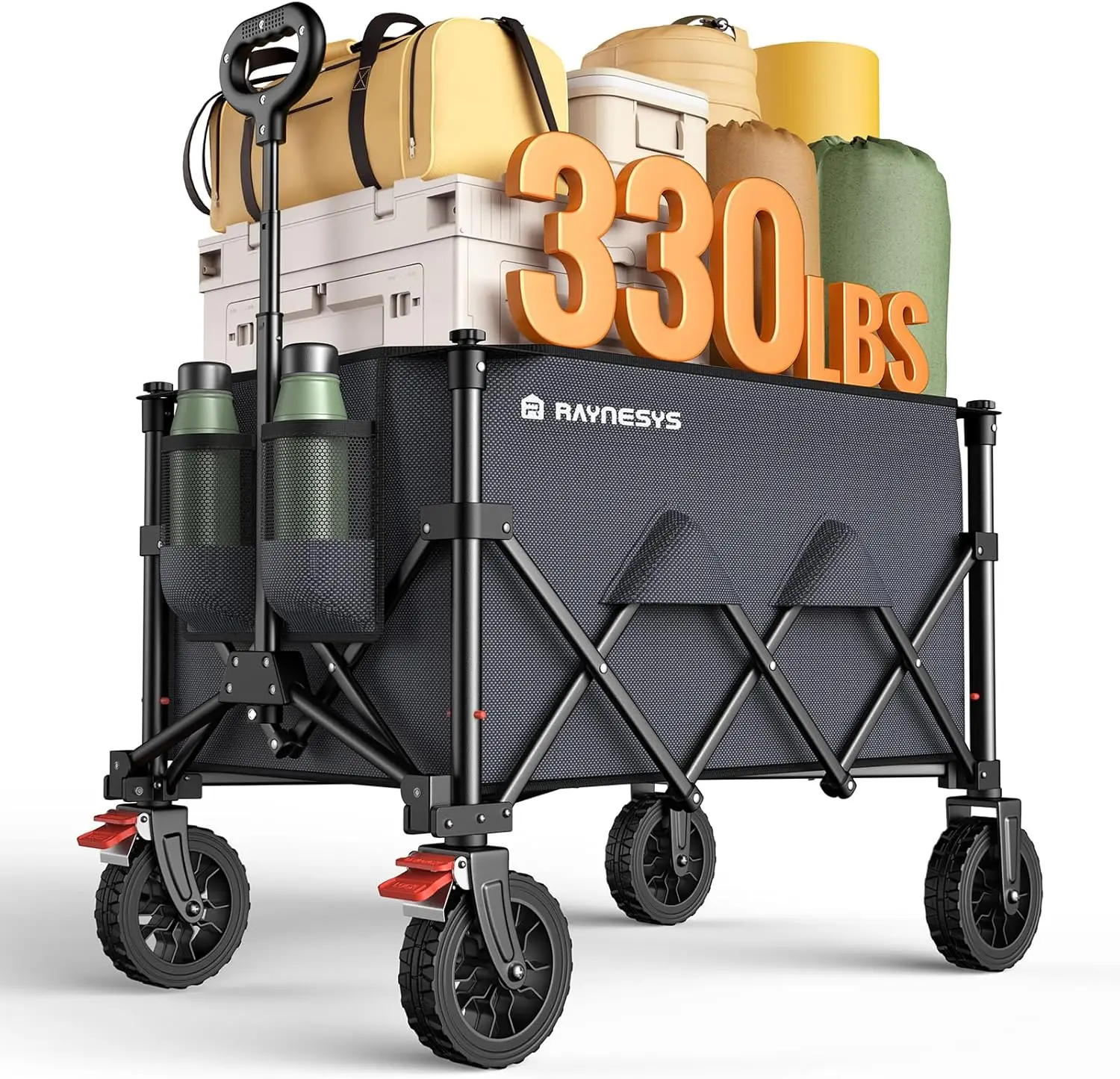 

Wagons Carts Foldable Collapsible Foldable Wagon 330lbs Capacity 180L Large Capacity Wagon with All Terrain Wheels Heavy Duty Ut