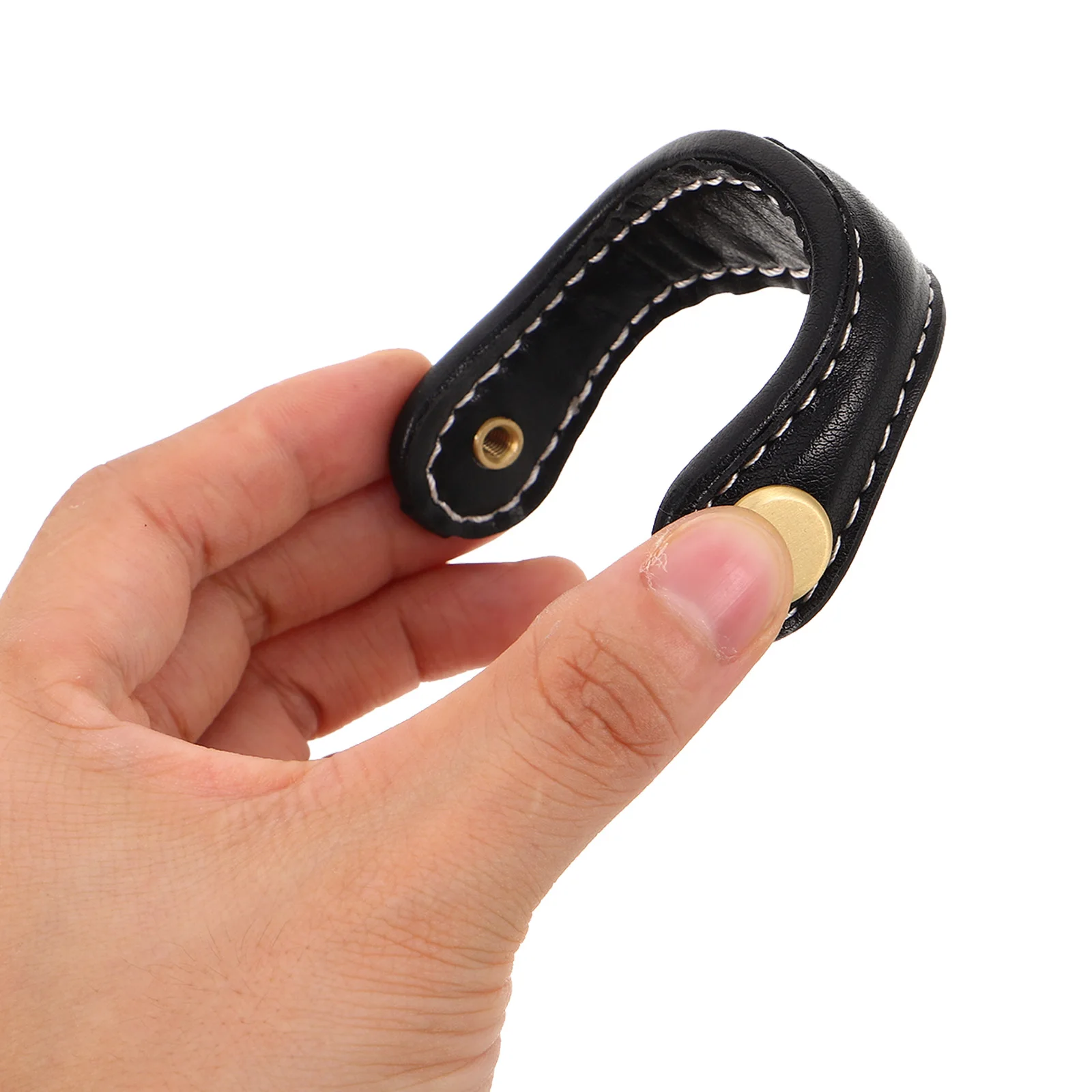 

2Pcs PU Drawer Pulls Scratch Resistant Easy Installation Black Cabinet Door Handles Vintage Furniture