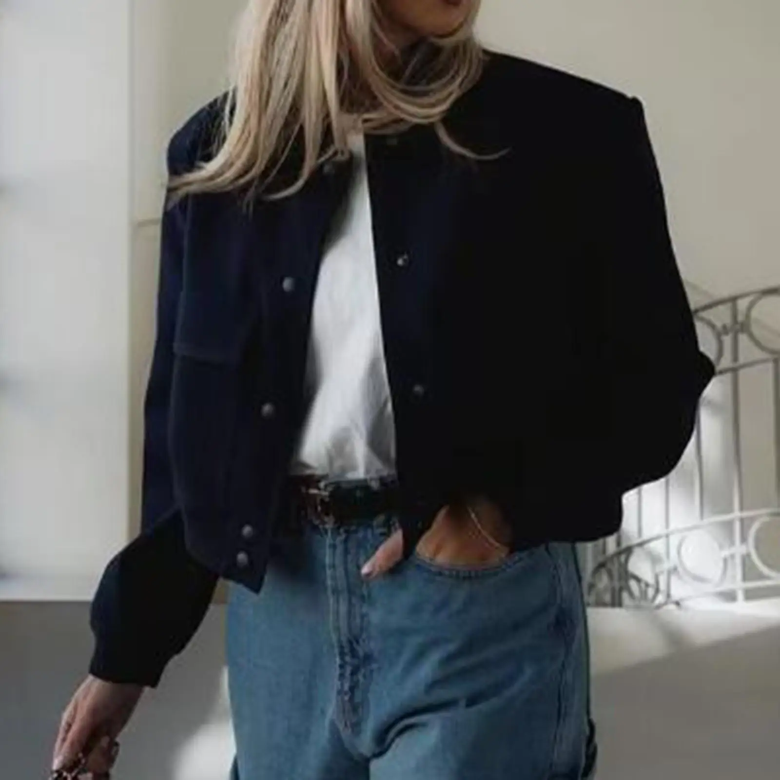 

Women's Jacket for Spring and Fall Fashion Large Pockets Streetwear
