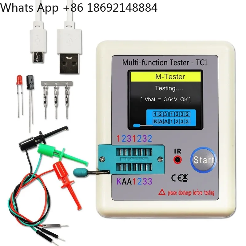 Color screen graphic display of multi-function transistor tester