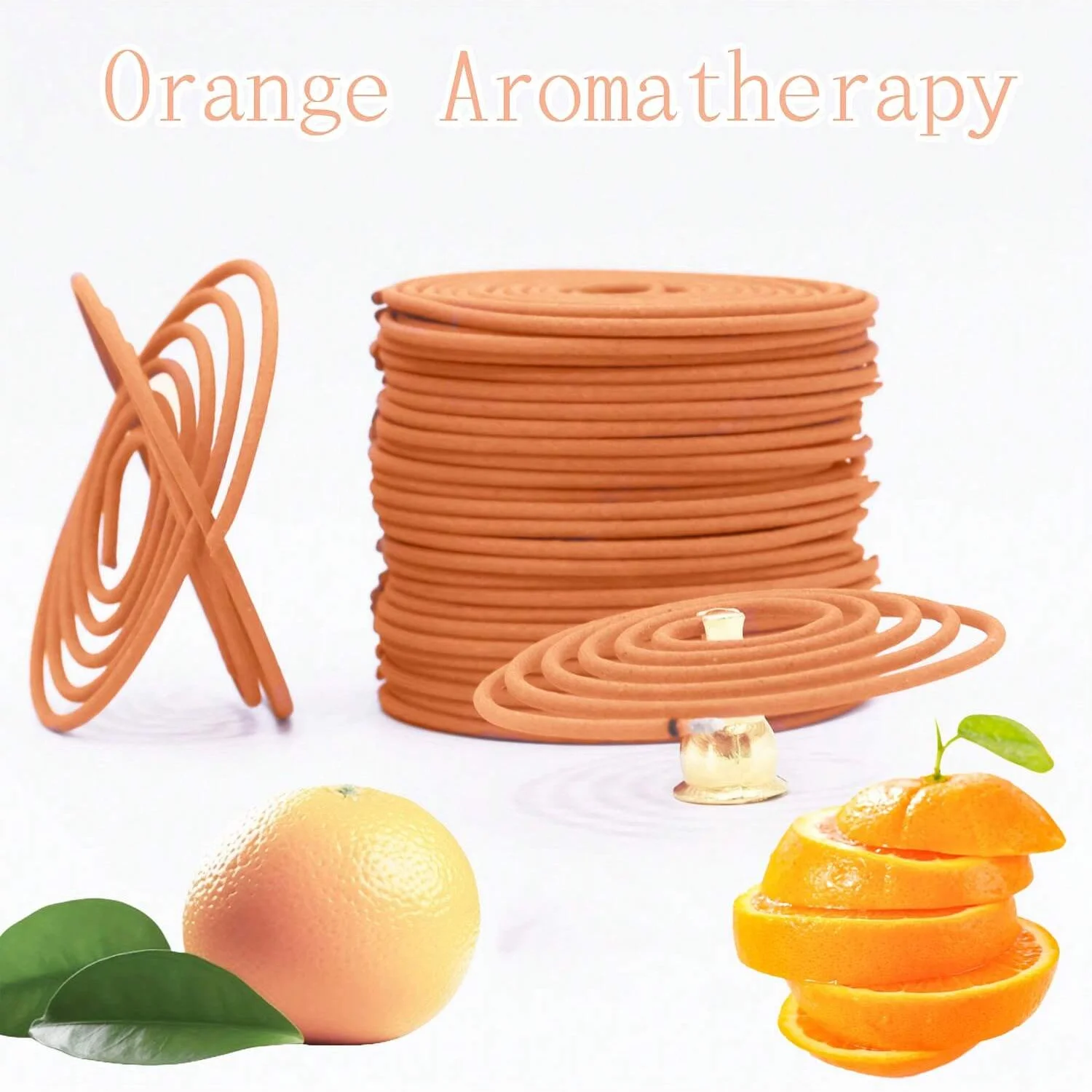 Bobina de incienso perfumada naranja para aromaterapia, Yoga, meditación, Fitness, uso doméstico y al aire libre, tiempo de combustión de 3 a 4 horas, regalo relajante