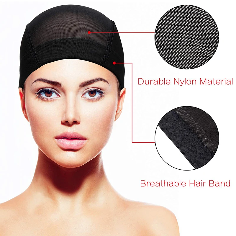 2 Pcs Durable Dome Wig Cap Breathable Mesh Wig Caps For Making Wigs Black Weaving Hat Elastic Hairnets Wig Turban For Women Men