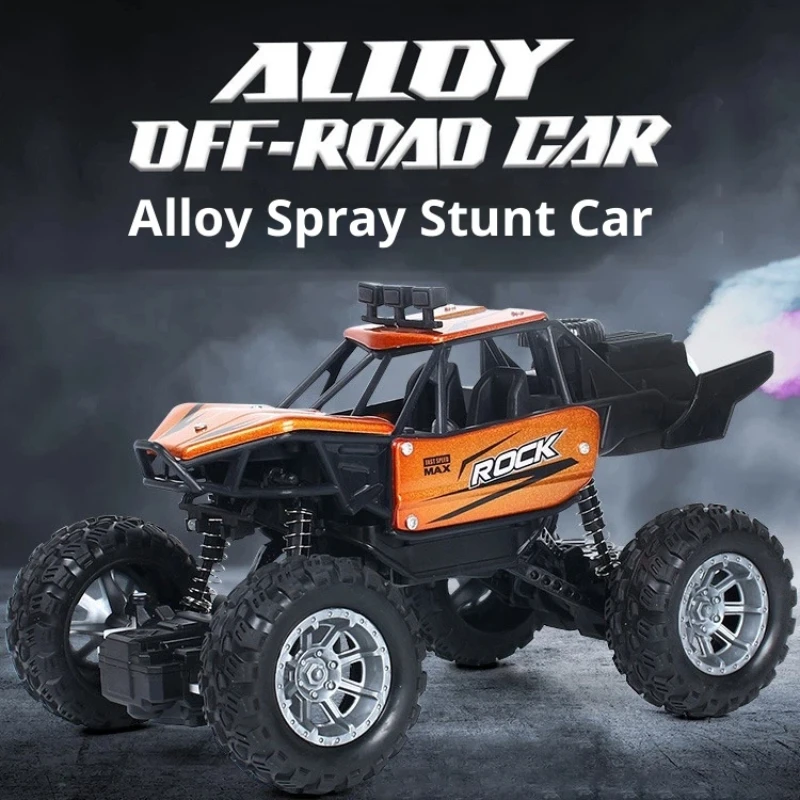 

1:18 Alloy Rc Car 4wd Off-Road Truck With Mist Spray Function High Speed Climbing Vehicle Led Lights Rechargeable Toy For Boys G