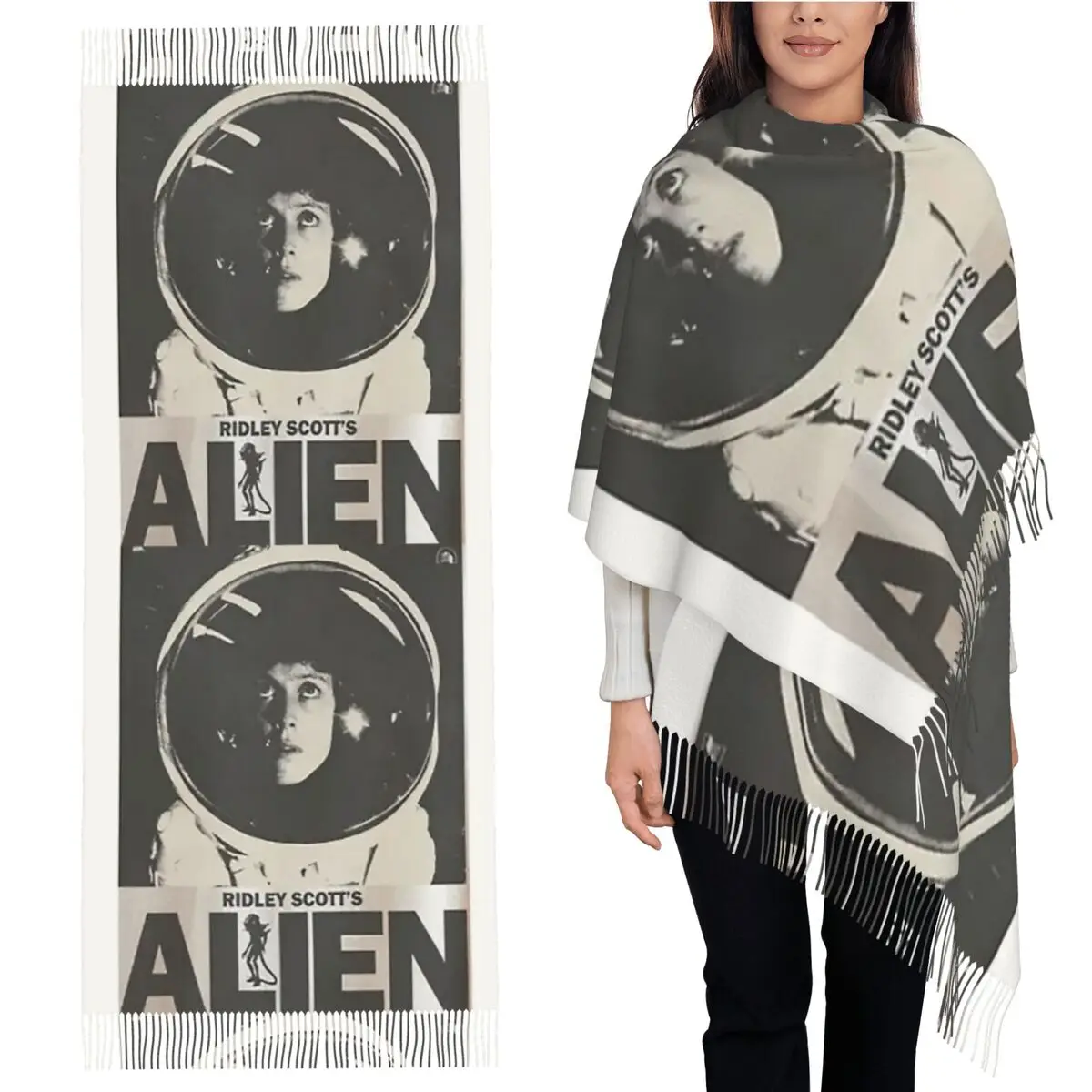 

Женский шарф с кисточками Alien 1979, мягкие теплые шали и накидки, большая осенне-зимняя шаль