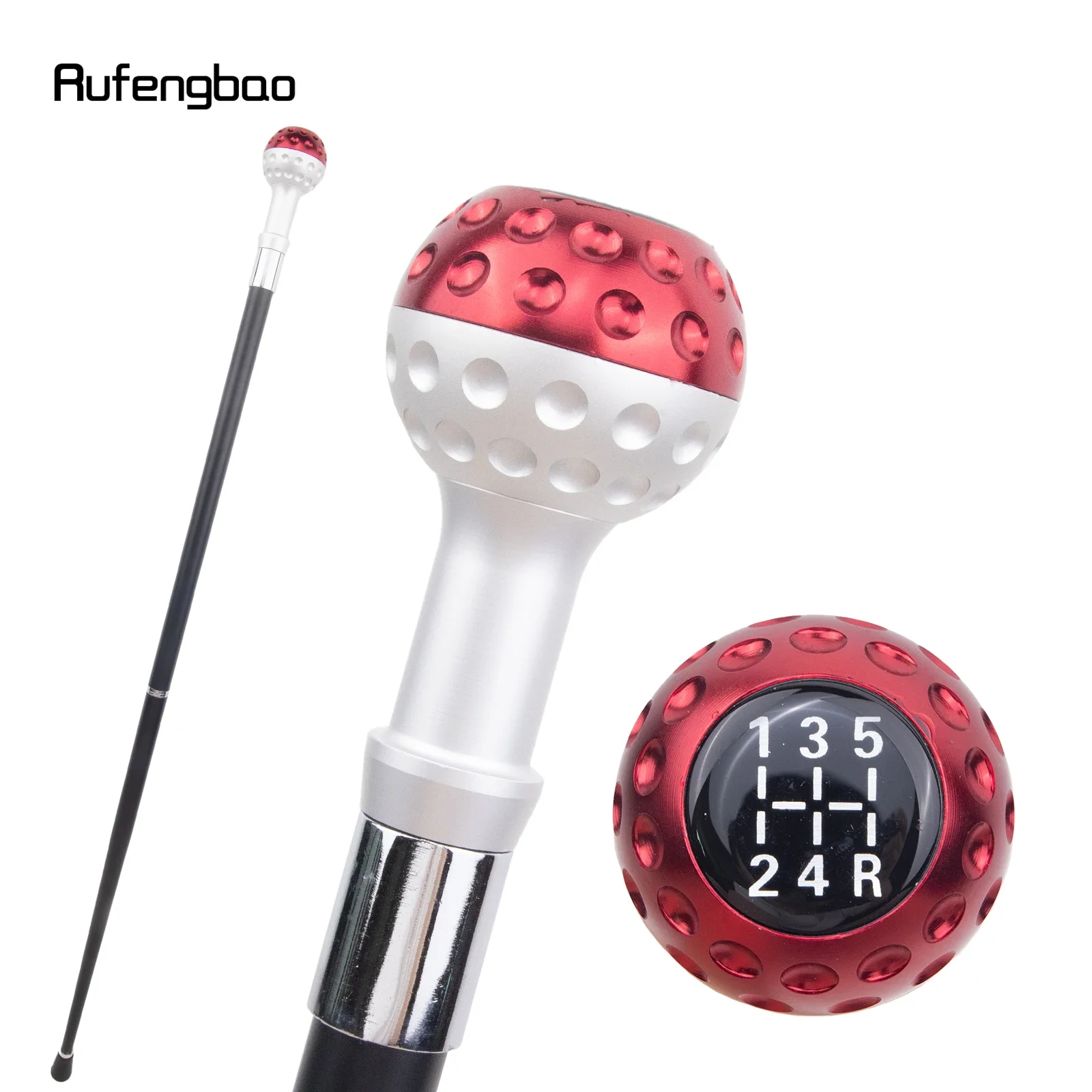 Bastone da passeggio rosso nero con sfera in argento Bastone da passeggio decorativo alla moda Gentiluomo Elegante bastone cosplay Crosier 94 cm