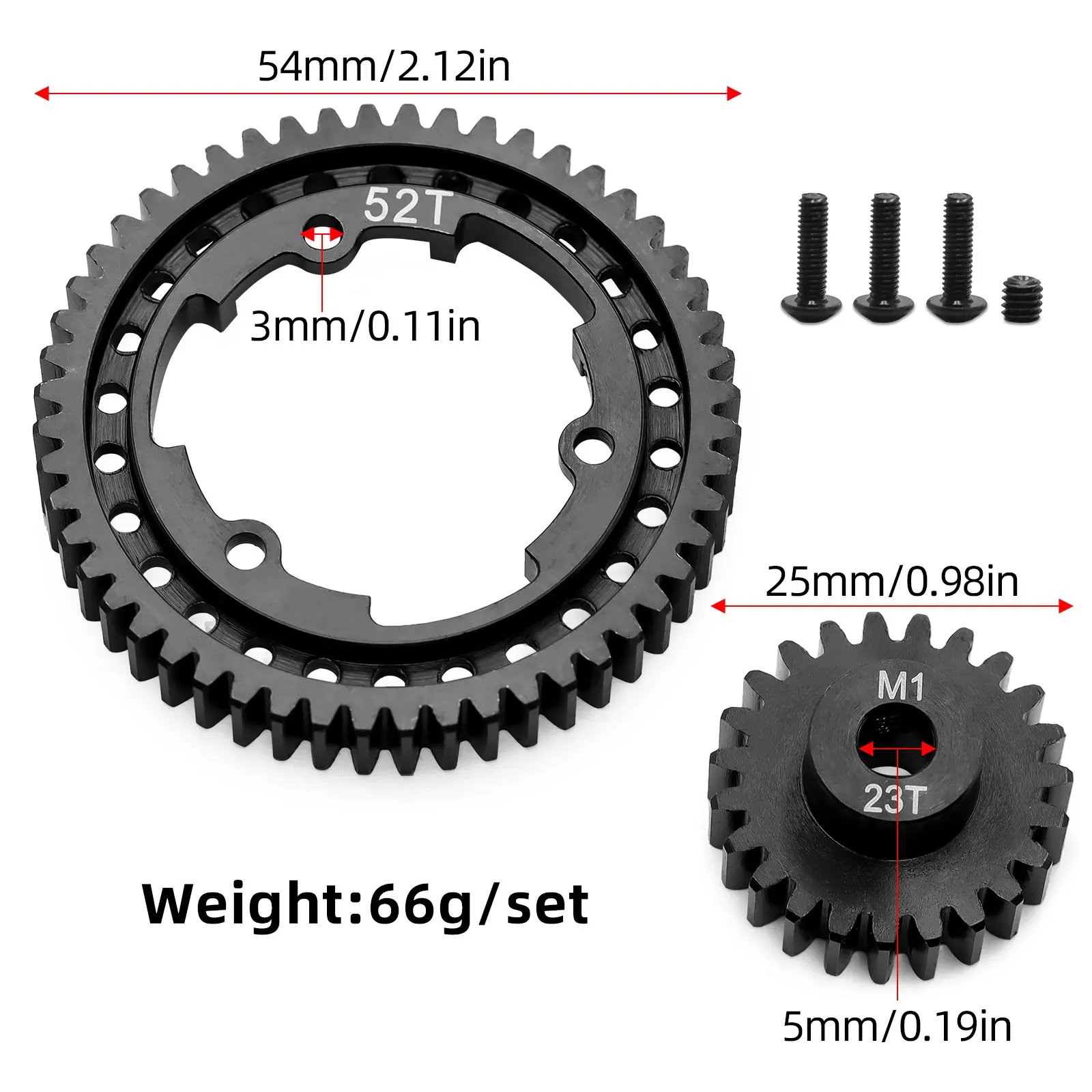 อัพเกรด RC Gears M1.0 Spur Gear Set 46T 50T 52T 54T พร้อม 23T Pinion Gear สำหรับ Maxx 1/5 1/7 E-Revo 2.0 MAXX 6447 6449