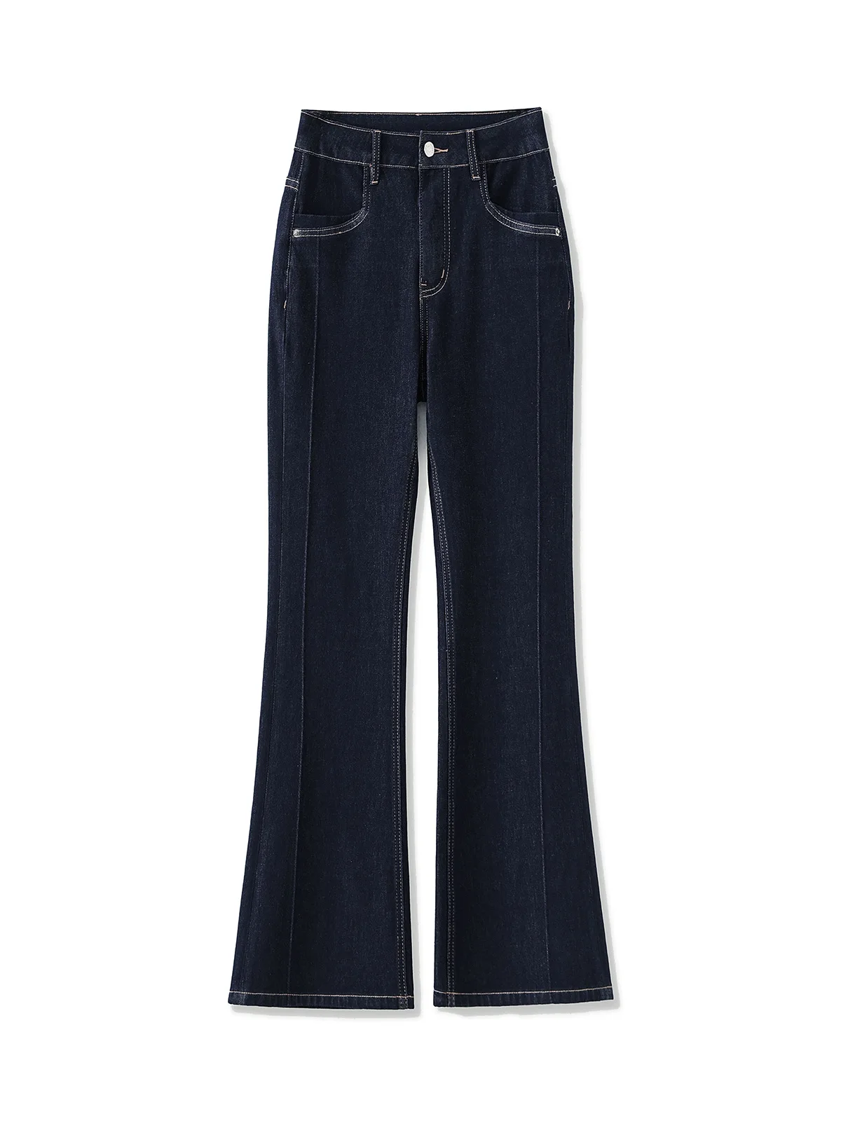 ZJYT Women Fashion Flare Pants Cotton Jeans Vintage Blue High Waist Casual Streetwear Full Length Denim Trousers Female