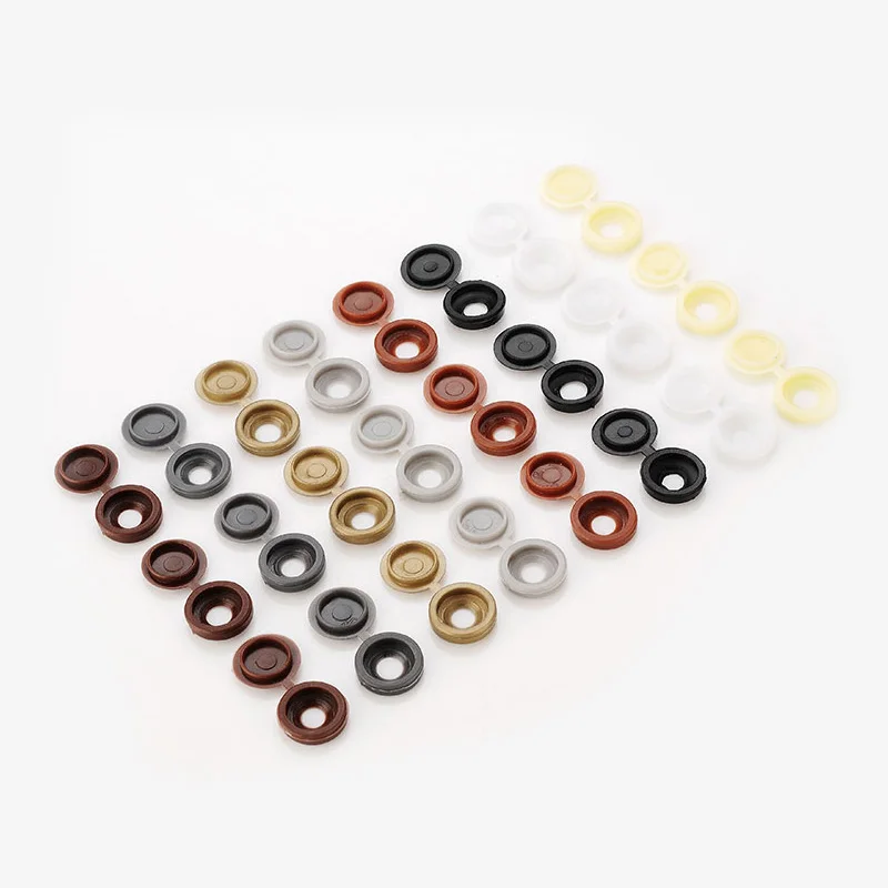 100Pcs Hinged Plastic Screw Cap Cover Nuts Fold Snap Protective Cap Button Screw Wood Furniture Decorative Nuts Bolts Hardware