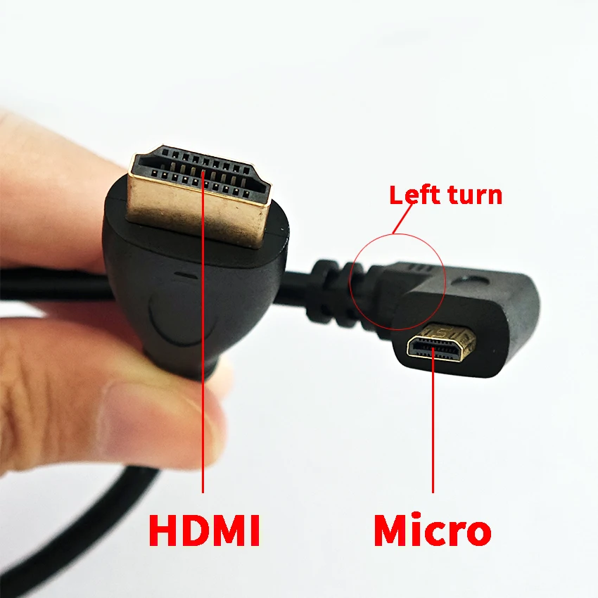 كابل بيانات مايكرو HDMI عالي الوضوح الكوع الأيسر إلى كابل hdmi كابل صغير عالي الوضوح على شكل حرف D مع 0.3 متر 0.5 متر ودرع