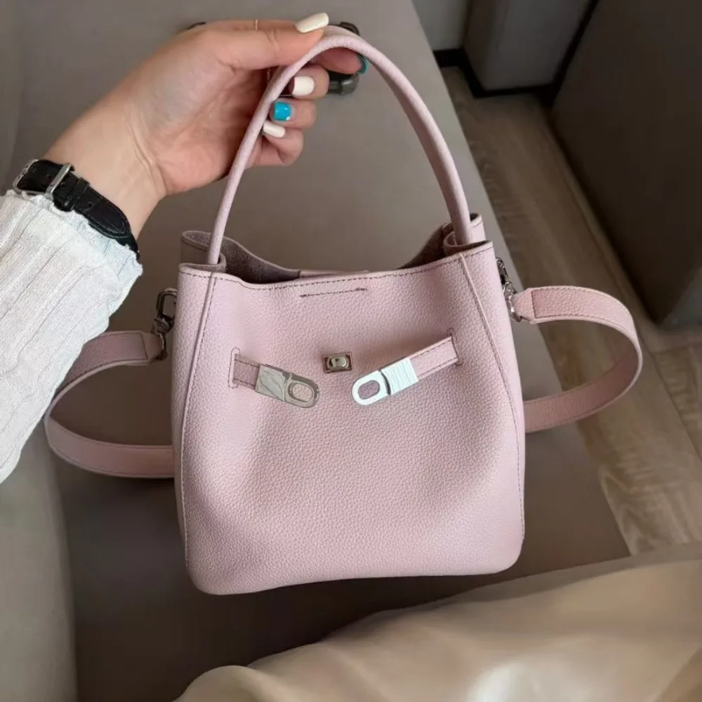 

Handbag Commuter Shoulder Crossbody Cabbage Basket Bucket Pink Spring and Summer Bun Mother and Relaxed, Fashionable Versatile