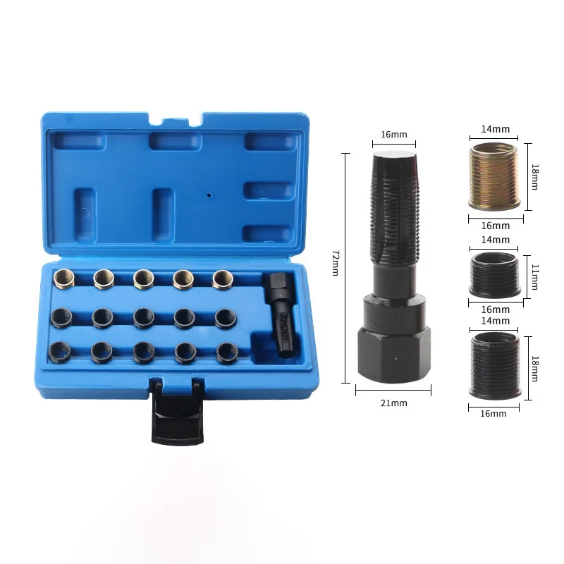 

Plug Thread Repair Kit Spark Plug Repair Kit 16Pcs Carbon Steel Spark Plug Tap Thread Repair Tools M14 X 1.25 Rethreading Se