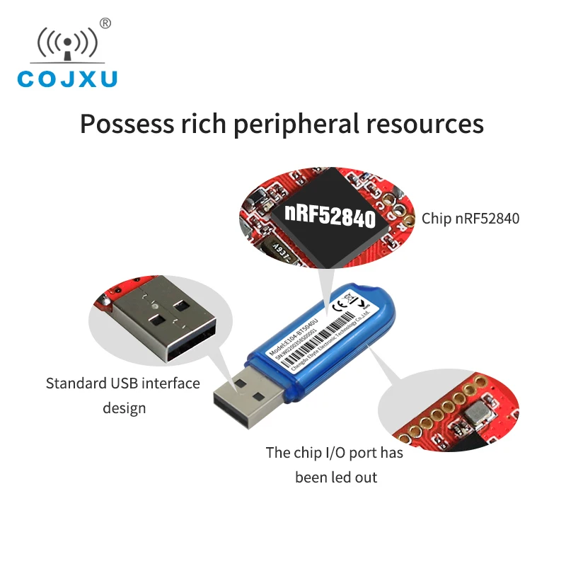 Dongle USB BLE nRF52840 2360-2500MHz 8dBm 250m Rango 5V BLE 4,2 y BLE 5,0 antena PCB USB Bluetooth Dongle cojxu E104-BT5040U