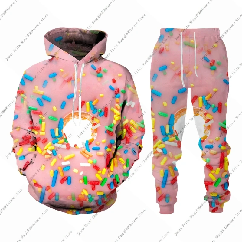 Hoodies Set 3D Pizza Food Print Men Hoodies/Tracksuit Fashion Autumn Winter Kids Clothing Suit Casual Long Sleeve Jogging Suits