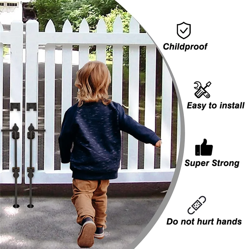 

AB15-18Inch Cane Bolt Heavy Duty Gate Drop Rod, Hardware Ground Latch Gate Stopper Gate Hardware, Cane Bolts For Wood Fences