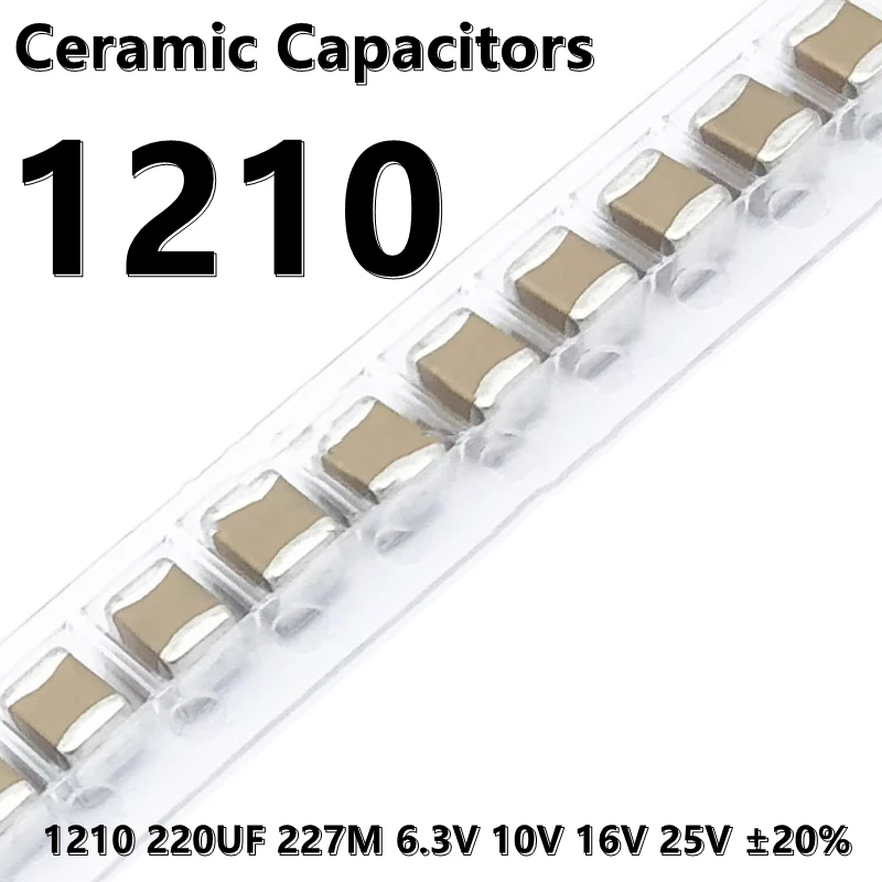 (2pcs) 1210 220UF 227M 6.3V 10V 16V 25V ±20% X5R 3225 SMD High Frequency Ceramic Capacitors