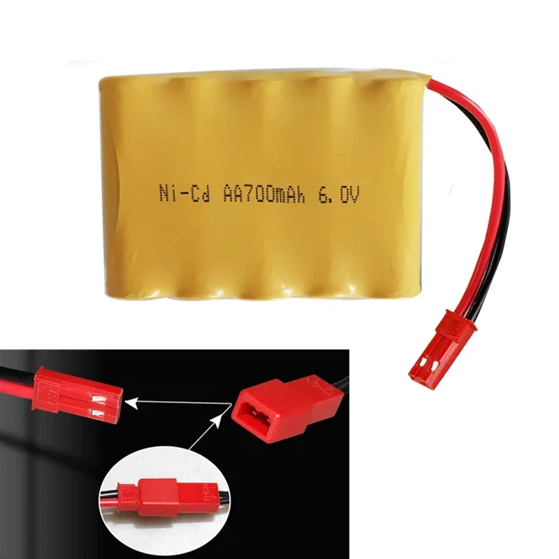 JST Plug 6V 700mAh NI-CD AA Rechargeable Battery Pack for Remote Control Toys Cars Boats trucks trains Guns Robots parts