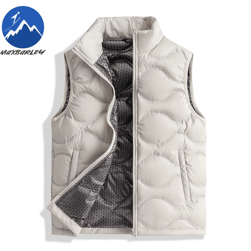 Maxbarley Men Down Vest Unisex Fashion Stand Collar Lightweight Padded Waistcoat Casual Outdoor Photography Winter Warm Parka