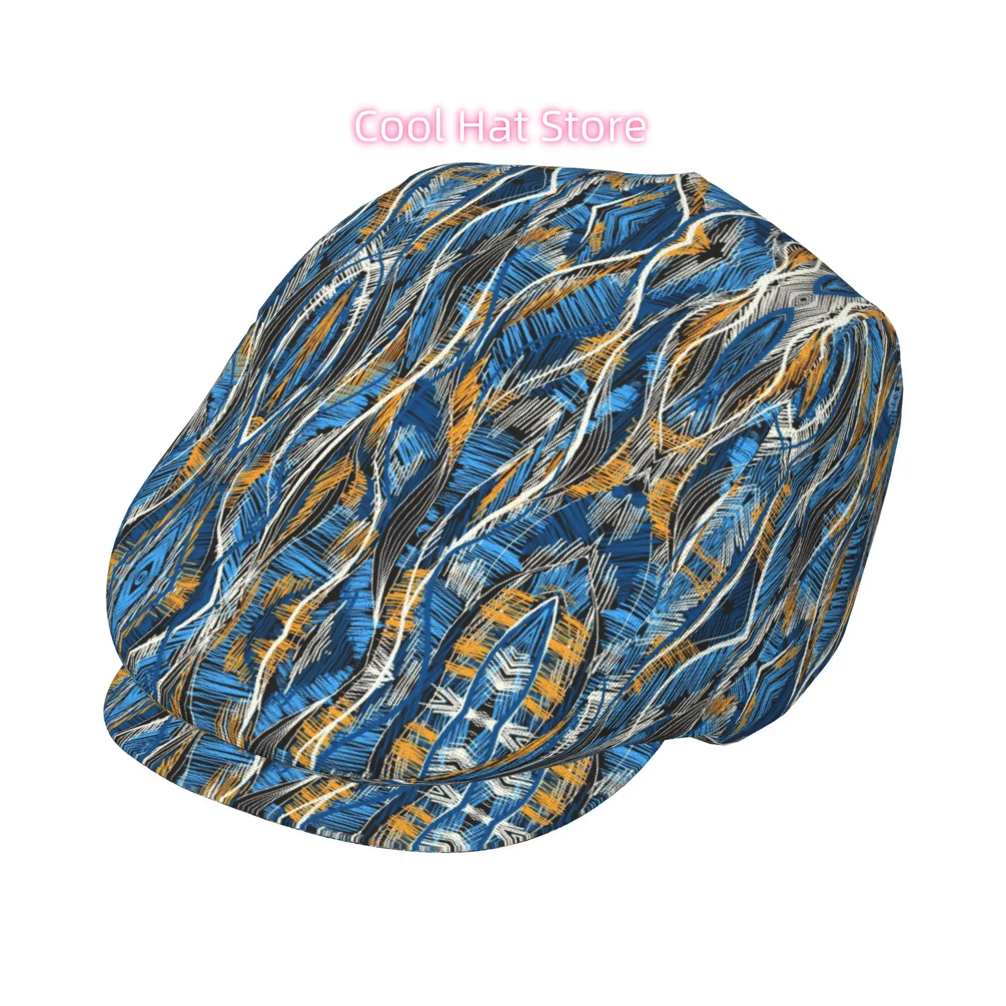 Brushstroke Flame Waves Men and Women Flat-top Cap, Adjustable Beret, Newsboy Cap, Ivy Caps, Taxi Driver Caps, Irish hat