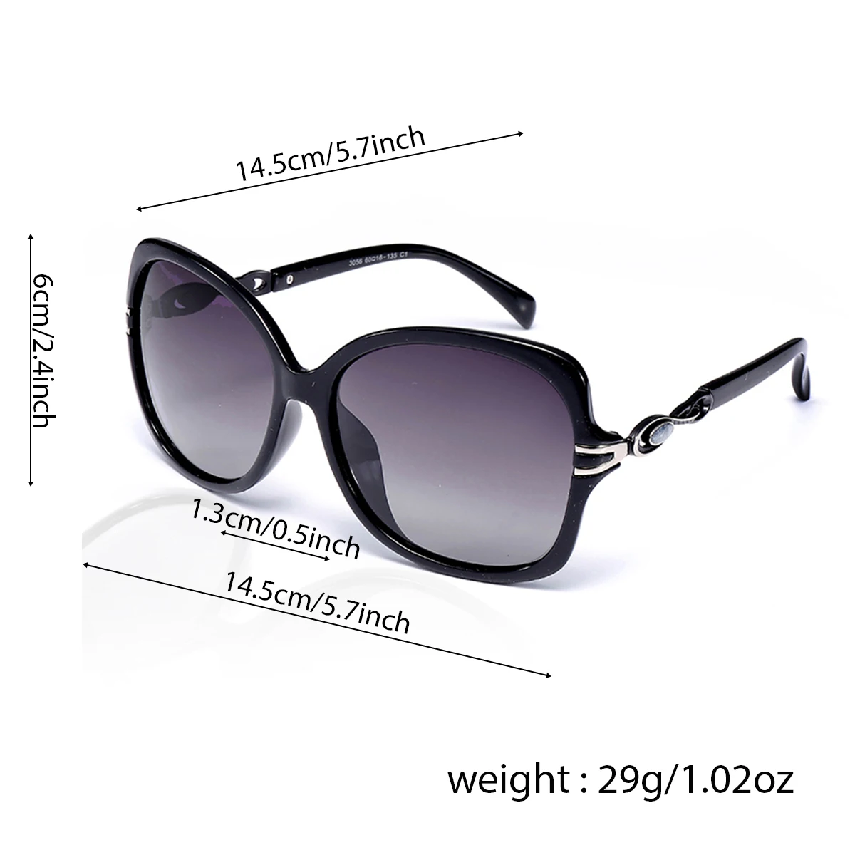 Übergroße quadratische Sonnenbrille für Damen, schwarzer Rahmen, Farbverlaufsgläser, hochwertiger UV-Schutz, modische Brille für den Alltag und den Strand – Detail 1