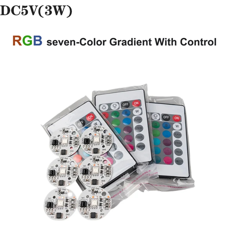 

1/5 шт., 5 В, низковольтные светодиодные фонари, цветная RGB-лампа, 3 Вт, красочный градиентный источник с IR-24Key, беспроводной пульт дистанционного управления