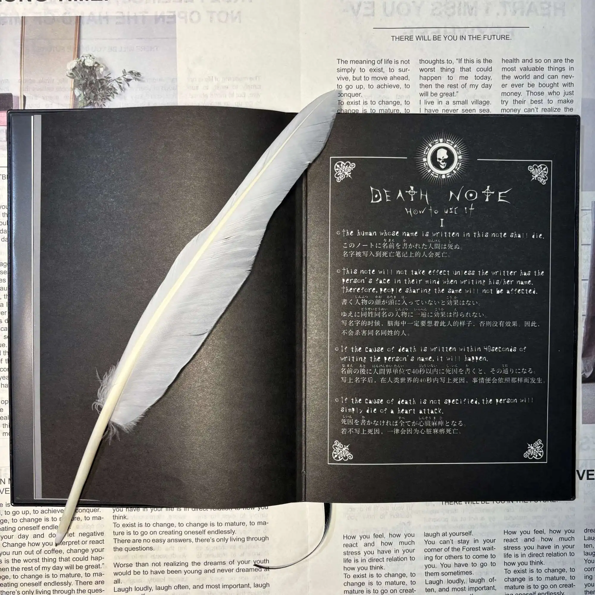 Death Note Peripheral Notebook Yagami Light Anime Comic Feather Pen Cosplay Notepad Journal view 3
