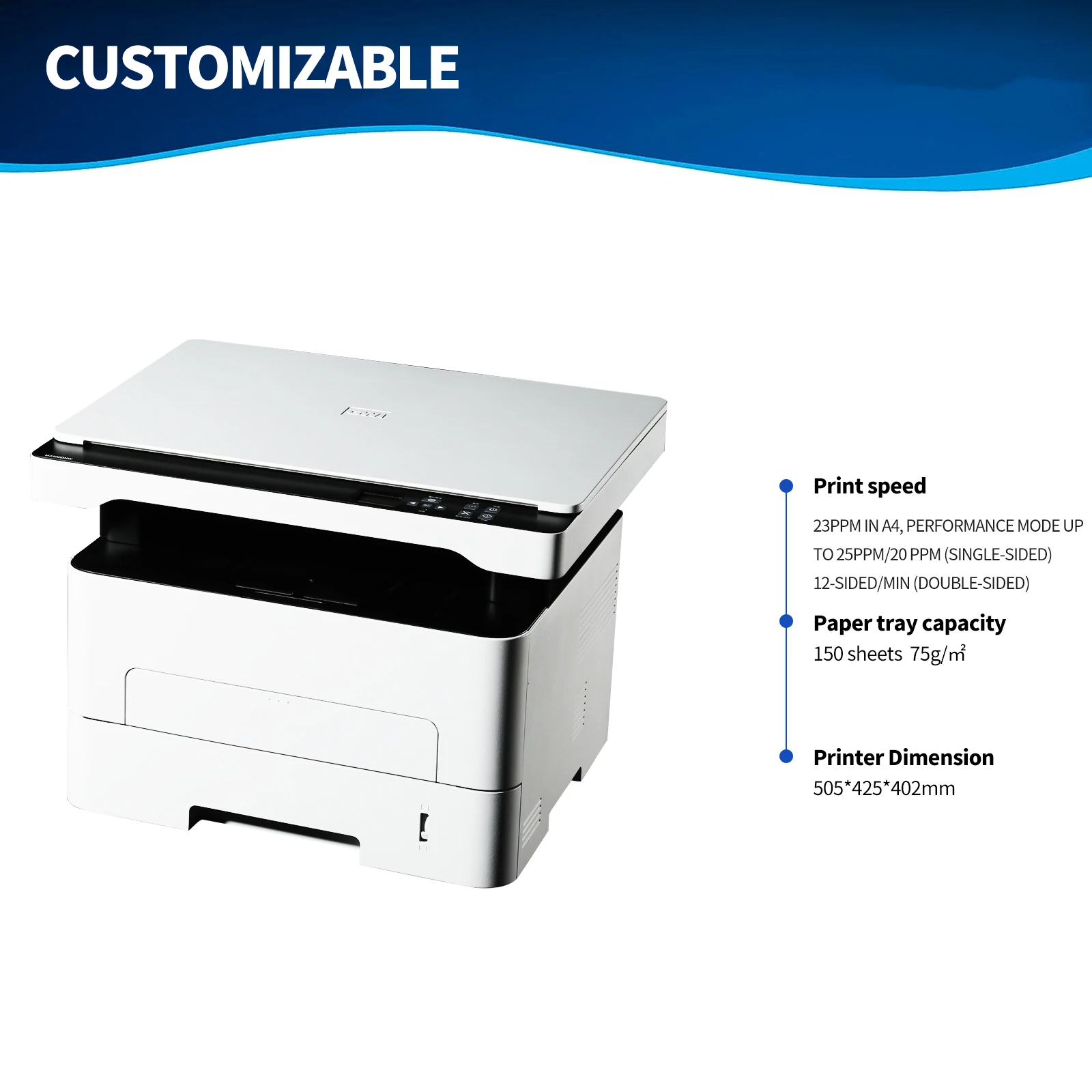 M2500DW Printable Laser Printer Multifunctional A4 Black and White Scan Copier Machines Office Print view 3