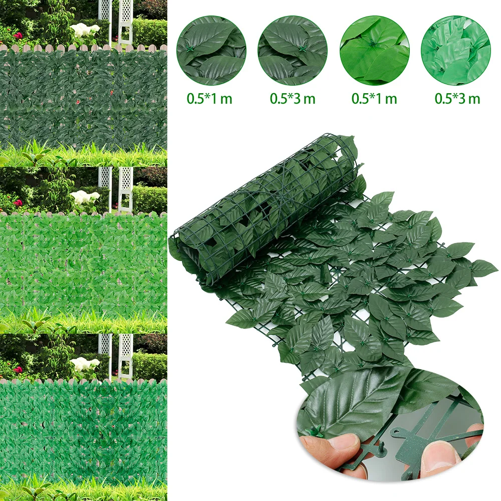 

Artificial Faux Leaf Screening Trellis Hedge Panels Garden Expanding Fence Roll Balcony Privacy Wall Cover